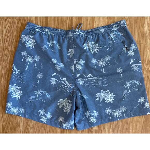 FarWest Mens 2XL Floral Blue Swim Trunks With Drawstring - Picture 6 of 8